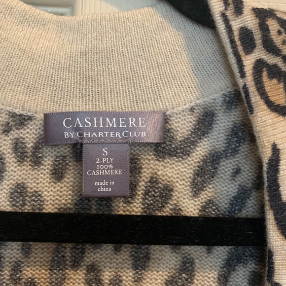 Cashmere by Charter Club Leopard Cashmere Long Cardigan Sweater sz S - Picture 2 of 3